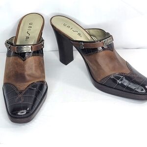Unisa Heeled Leather Mules Size 9. S1280